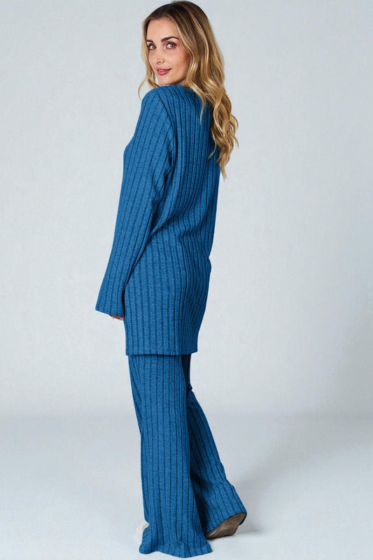 Ribbed Knit Lounge Set (Top + Pants)
