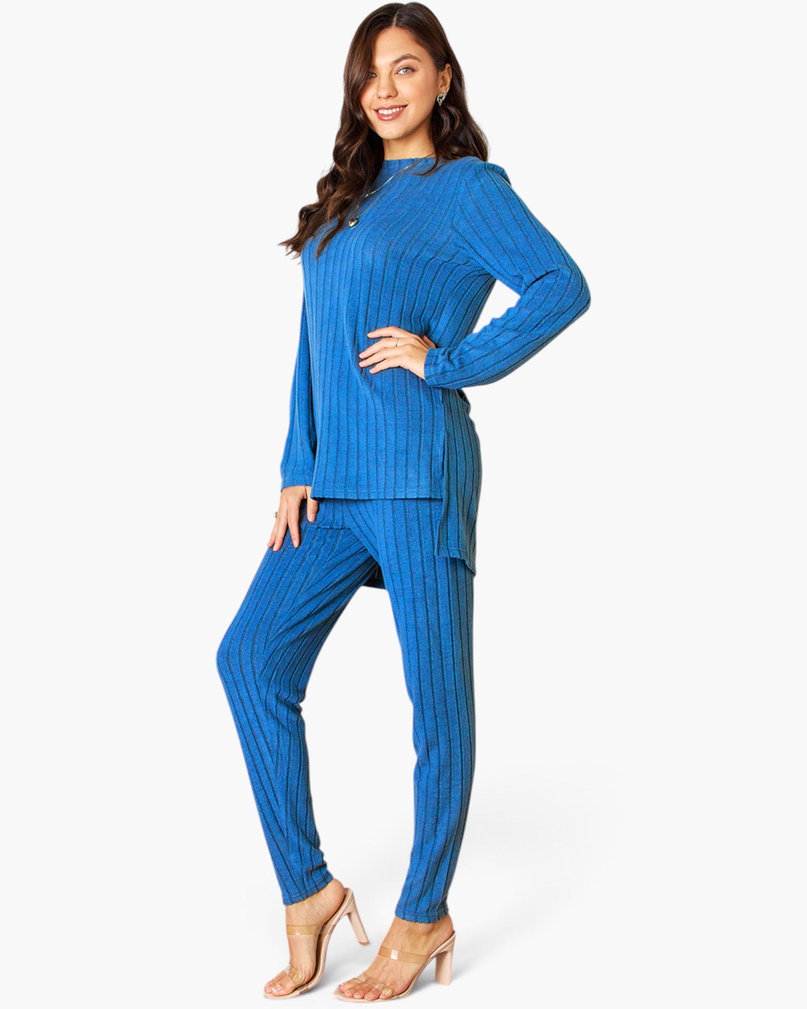 Ribbed Long-Sleeve Top & Leggings Set