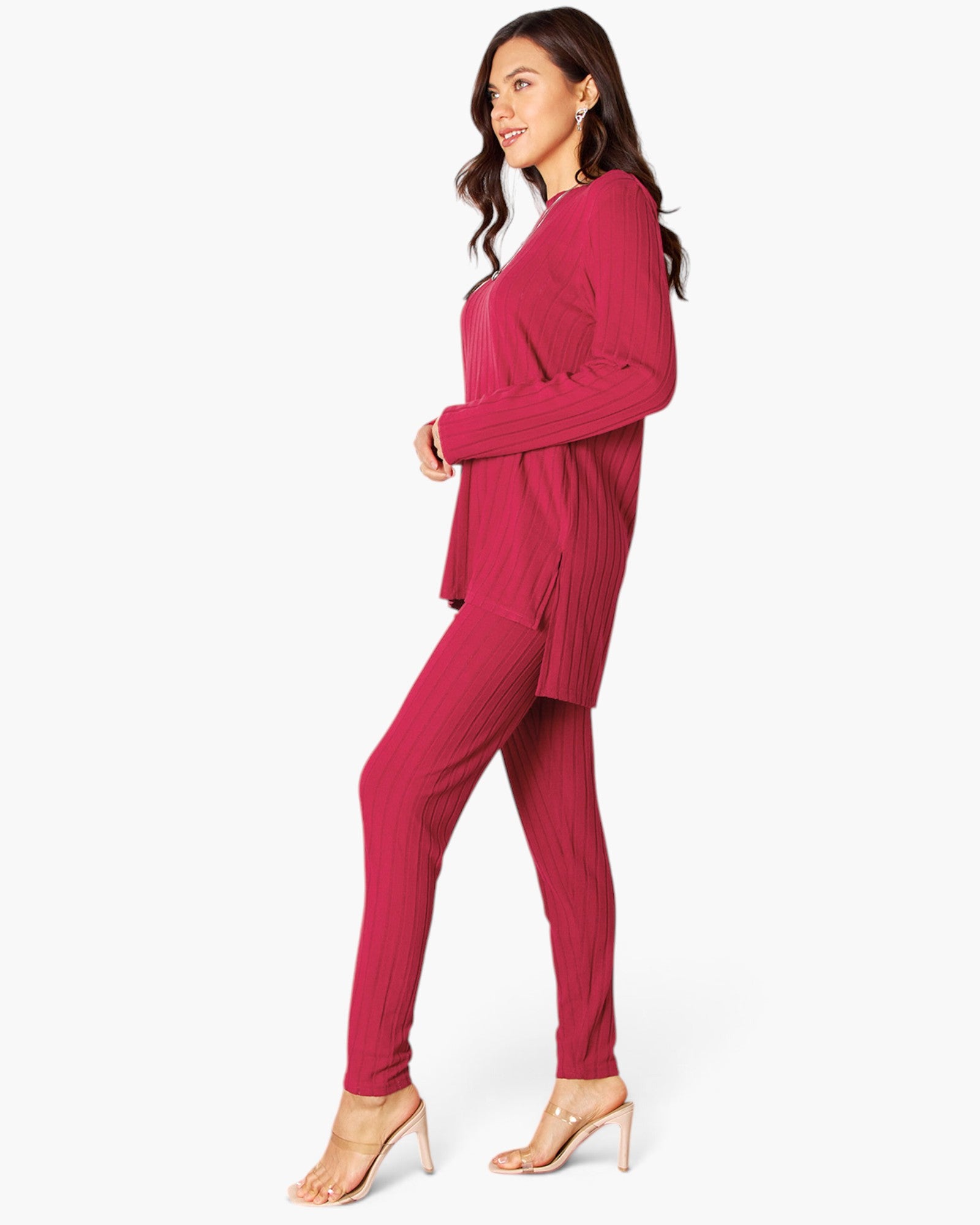 Ribbed Long-Sleeve Top & Leggings Set
