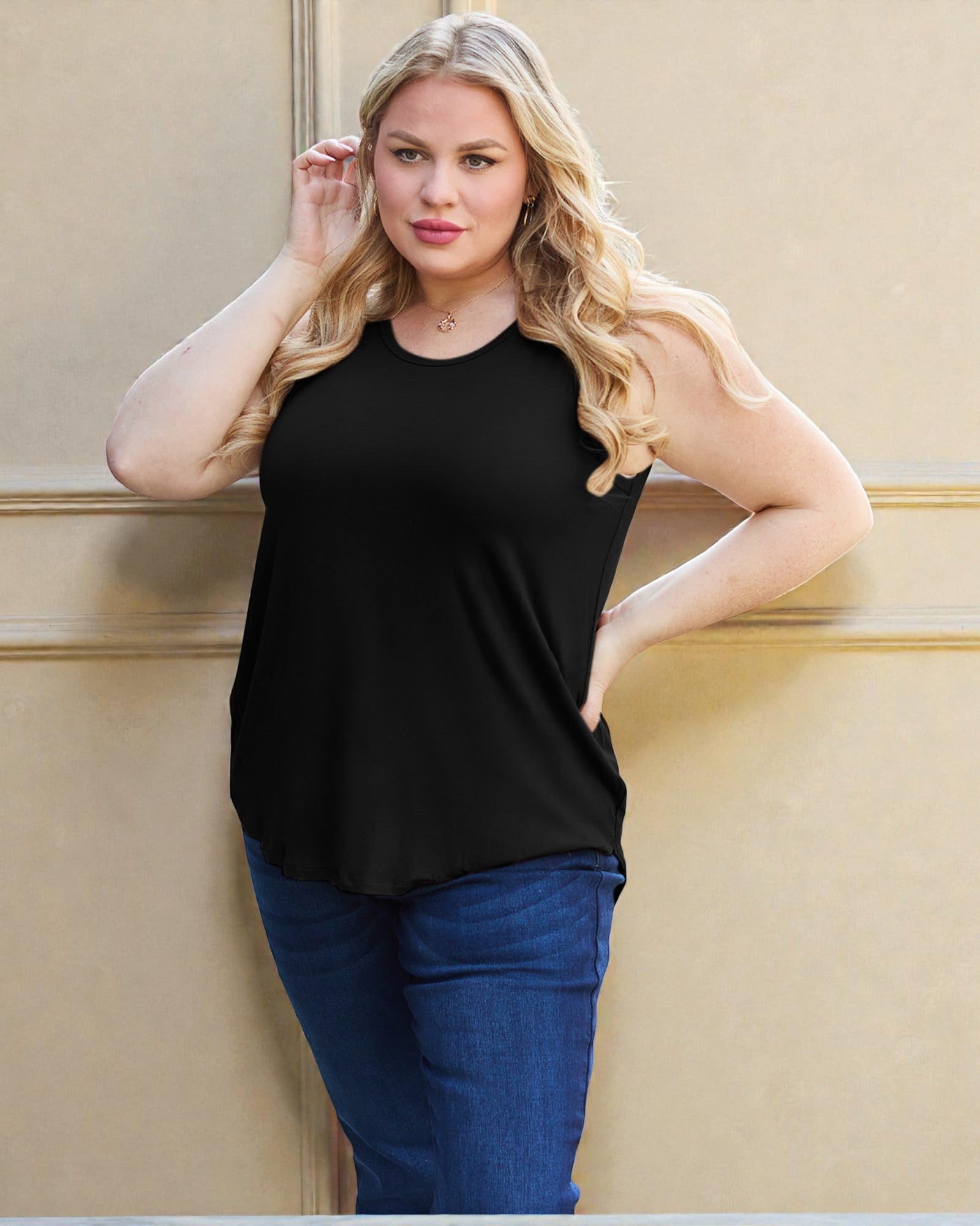 BASIC BAE Scooped Neck Curved Hem Tank – Beach Rose Co.