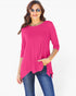 Three-Quarter Sleeve Handkerchief Hem Top