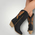 Black Vegan Leather Embossed Butterfly Cowgirl Boots