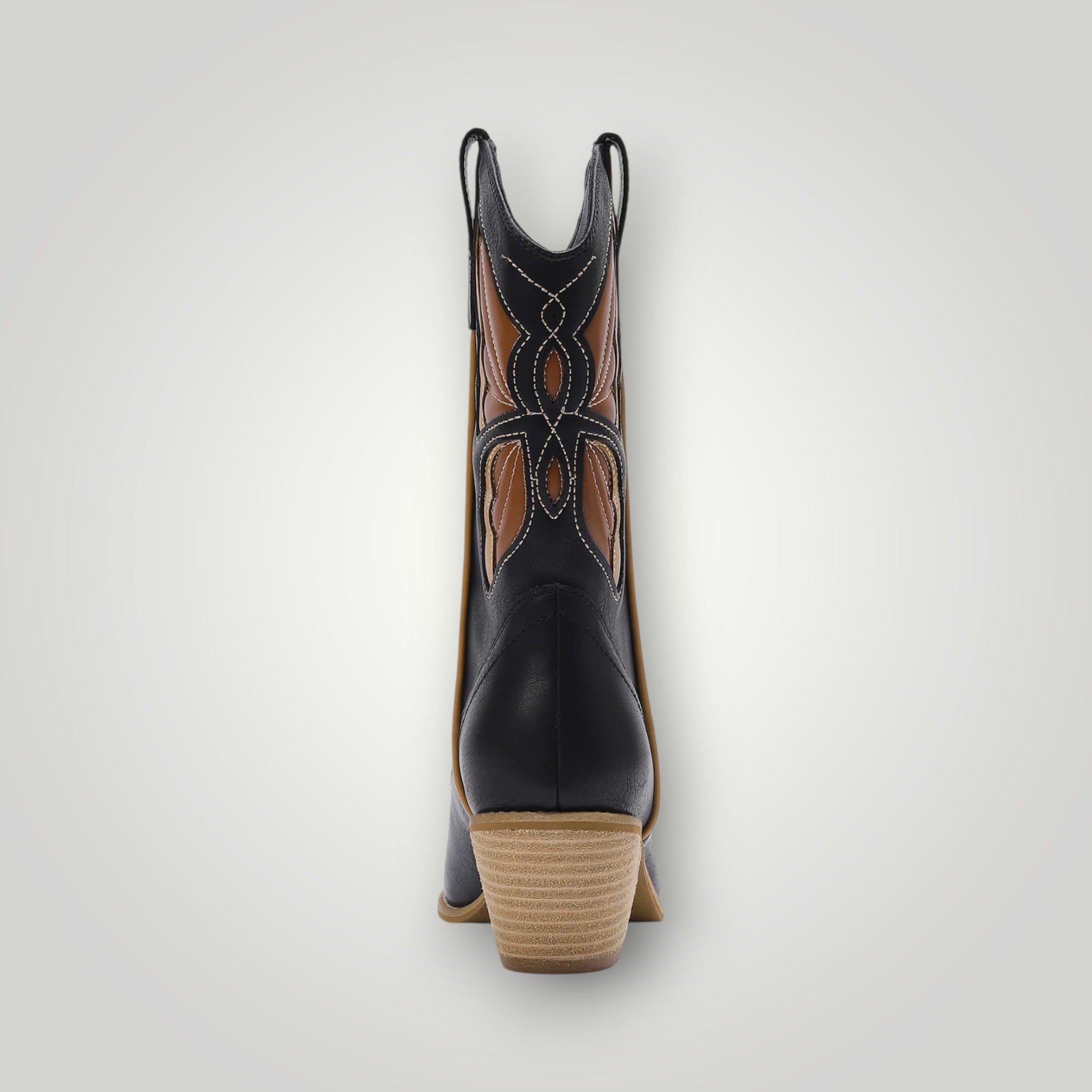 Black Vegan Leather Embossed Butterfly Cowgirl Boots