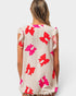 Red & Pink Bow Flutter Sleeve Top