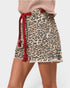 Leopard Print Rope Belt Denim Shorts