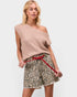 Leopard Print Rope Belt Denim Shorts