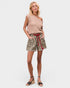 Leopard Print Rope Belt Denim Shorts