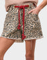 Leopard Print Rope Belt Denim Shorts
