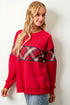 Red Plaid Patchwork Pullover