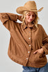 Camel Corduroy Button Front Shacket