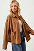 Camel Corduroy Button Front Shacket