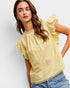 Creamy Yellow Cotton Eyelet Sleeve Top
