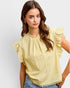 Creamy Yellow Cotton Eyelet Sleeve Top