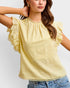 Creamy Yellow Cotton Eyelet Sleeve Top