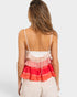 Coral Ombre Ruffle Crop Cami Top