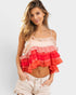 Coral Ombre Ruffle Crop Cami Top