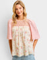 Cream & Pink Floral Lace Top