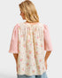 Cream & Pink Floral Lace Top