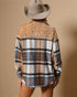 Rustic Blue Plaid Sequin Trim Shacket