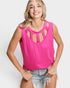 Blusa sin mangas con escote recortado en color fucsia
