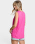 Blusa sin mangas con escote recortado en color fucsia