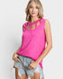 Blusa sin mangas con escote recortado en color fucsia