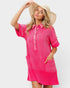 Hot Pink Waffle Collared Mini Dress