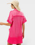 Hot Pink Waffle Collared Mini Dress