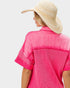 Hot Pink Waffle Collared Mini Dress