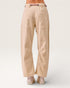 Beige corduroy pants on a white background