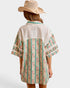 Teal Floral Stripe Eyelet Button-Up Top