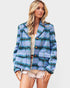 Light Blue Plaid Button Front Jacket