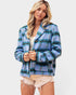 Light Blue Plaid Button Front Jacket