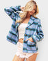 Light Blue Plaid Button Front Jacket