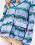 Light Blue Plaid Button Front Jacket