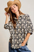 Black & Cream Floral Button Down Top