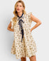Oatmeal & Navy Floral Tiered Mini Dress