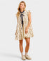 Oatmeal & Navy Floral Tiered Mini Dress