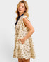 Oatmeal & Navy Floral Tiered Mini Dress