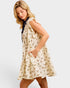 Oatmeal & Navy Floral Tiered Mini Dress