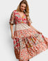 Rose Patchwork Floral Midi Dress