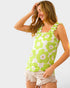 Lime Floral Ruffle-Strap Tank Top