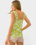 Lime Floral Ruffle-Strap Tank Top