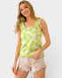 Lime Floral Ruffle-Strap Tank Top