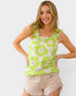 Lime Floral Ruffle-Strap Tank Top