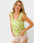 Lime Floral Ruffle-Strap Tank Top