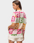 Pink Floral Checkered Sweater Top