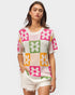 Pink Floral Checkered Sweater Top