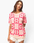 Blush Floral Check Short Sleeve Sweater