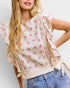 Ivory Floral Ruffle Sleeve Cotton Top